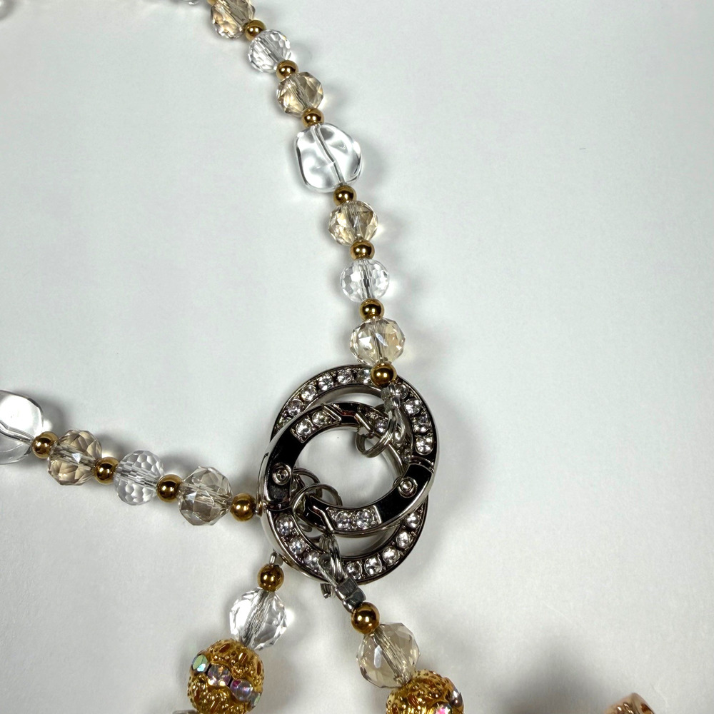Beaded Bag Charm Gold Crystal Bow Rhinestone Drip Y2K Coquette Luxe Kawaii Spark - Picture 11 of 12